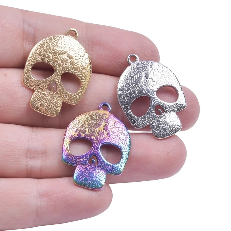 2 Pieces Minimalist Classic Style Skull 304 Stainless Steel Plating Pendant Necklace