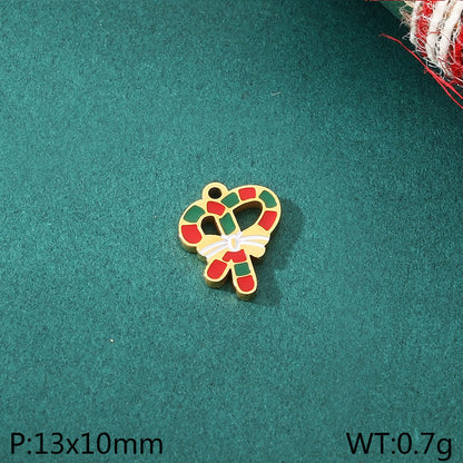 Christmas Elements Series Diy Accessories Stainless Steel Elk Santa Claus Snowflake Gloves Pendant