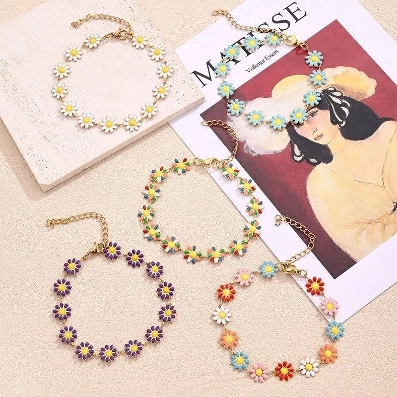 Bohemian Minimalist IG Style Simple Flower Petal 304 Stainless Steel 18K Gold Plated Bracelets In Bulk