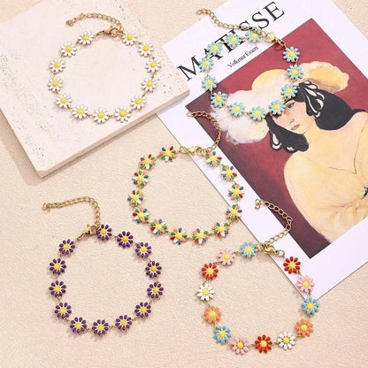 Bohemian Minimalist IG Style Simple Flower Petal 304 Stainless Steel 18K Gold Plated Bracelets In Bulk