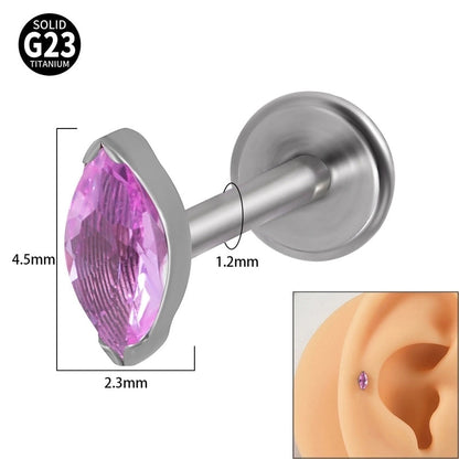 2 Pieces Lip Rings Classic Style Colorful Water Droplets G23 Titanium Synthetic Opal Zircon Inlay Synthetic Opal Zircon