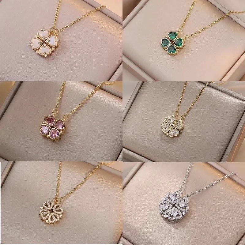 Minimalist Heart Shape Titanium Steel Inlay Rhinestones Women\'s Pendant Necklace