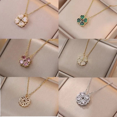 Minimalist Heart Shape Titanium Steel Inlay Rhinestones Women\'s Pendant Necklace