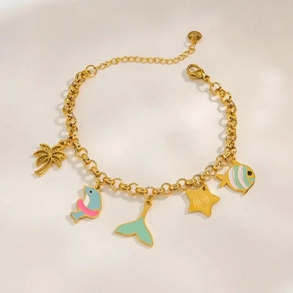 3 Pieces Ig Style Vacation Starfish Ocean 304 Stainless Steel 14K Gold Plated Bracelets In Bulk