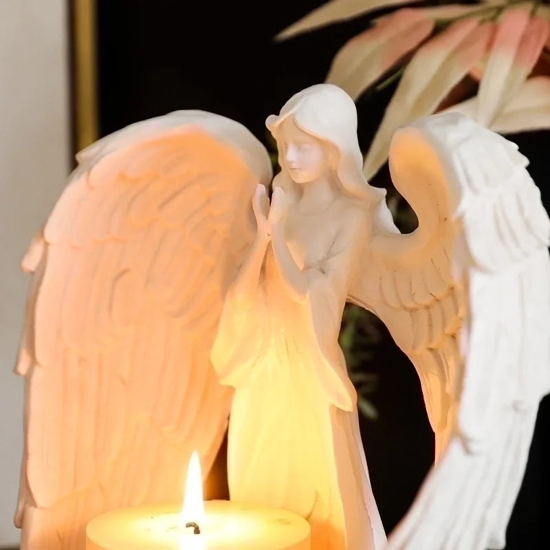Christmas Vintage Style Minimalist Angel Resin Candlestick