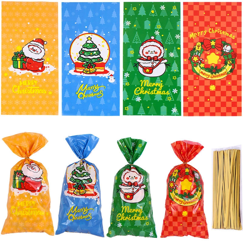 Cross-Border New Arrival Christmas Candy Packaging Bag Santa Claus Snowflake Gift Bag Biscuit Packaging OPP Flat Bag
