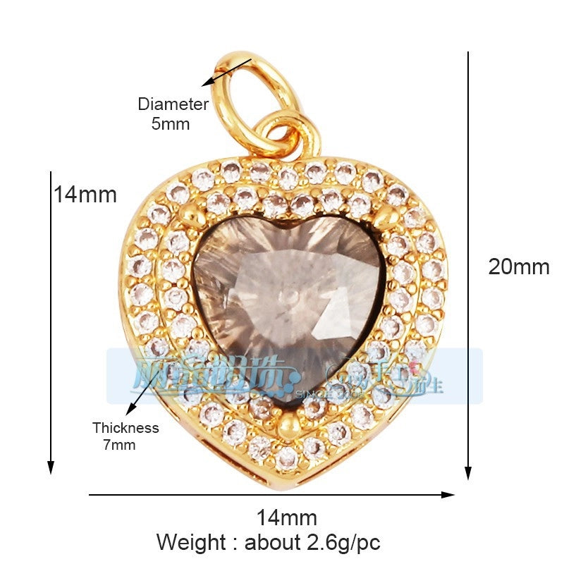 1 Piece Copper Geometric Heart Shape Snowflake Pendant Jewelry Accessories