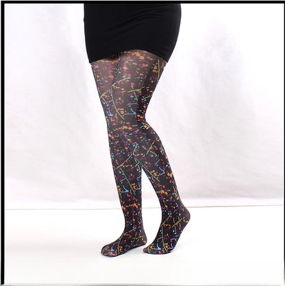 Thin Printed Pantyhose Spring And Autumn Versatile Butterfly Wild Abstract Retro Stockings Women's Socks Anti-snagging