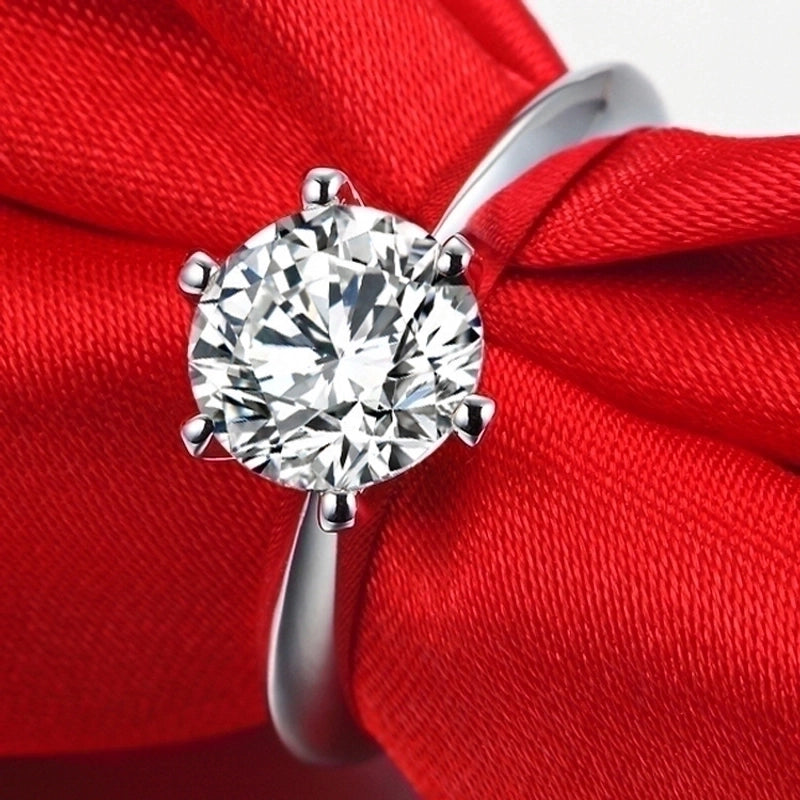 Fashion Round Copper Plating Inlay Artificial Diamond Rings 1 Piece