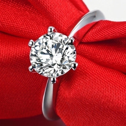 Fashion Round Copper Plating Inlay Artificial Diamond Rings 1 Piece