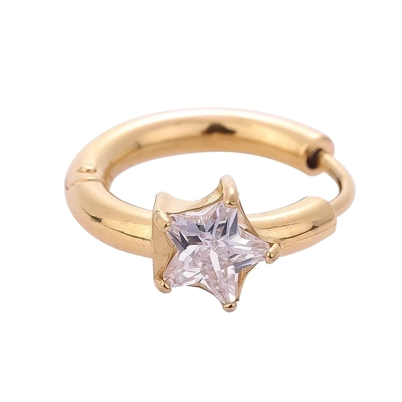 1 Piece Modern Style Minimalist Classic Style Solid Color Inlay 316L Stainless Steel Zircon 14K Gold Plated Hoop Earrings