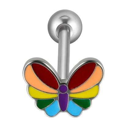 1 Piece Tongue Rings Casual Elegant Vacation Leaf Water Droplets Butterfly 304 Stainless Steel Plating Zircon 18K Gold Plated Tongue Rings