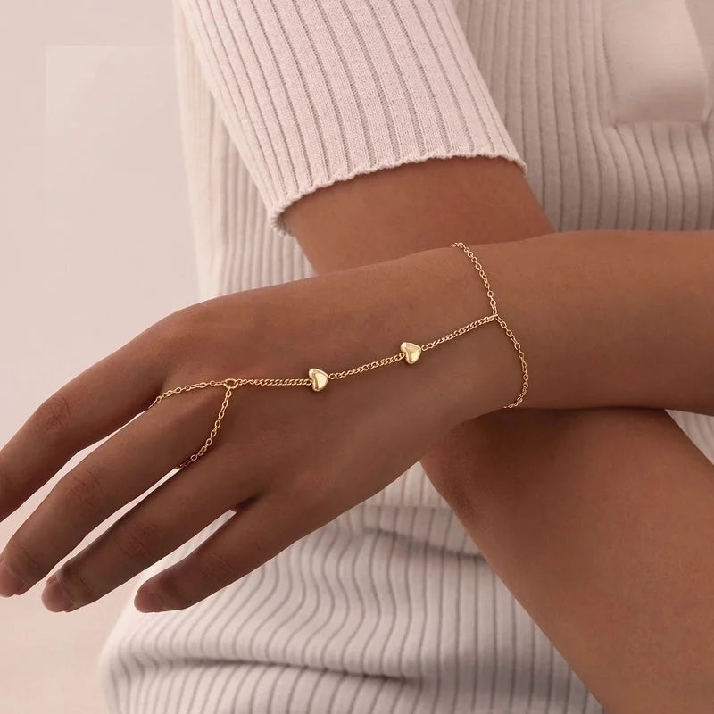 IG Style Round Heart Shape 201 Stainless Steel 18K Gold Plated Artificial Pearls Zircon Cable Chain Bracelets In Bulk