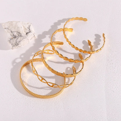 Fashion Ellipse Stainless Steel 18K Gold Plated Bangles