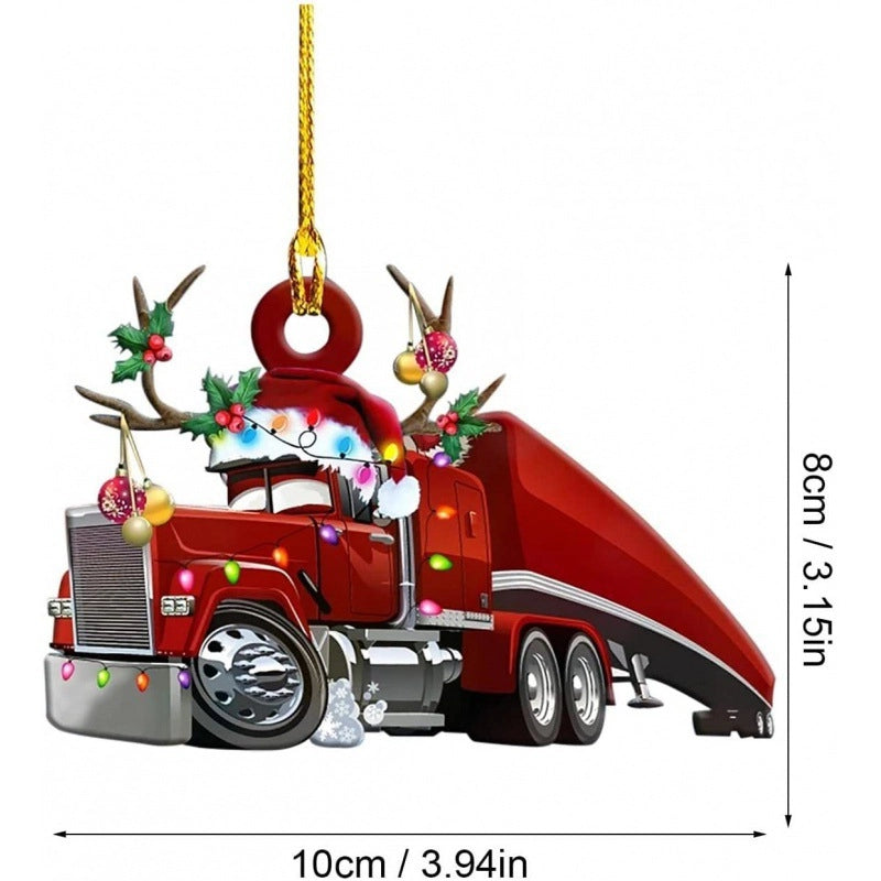Christmas Tree Decoration Truck Steamboat Excavator Fire Truck Jeep Hanging Pendant Christmas Party Gift