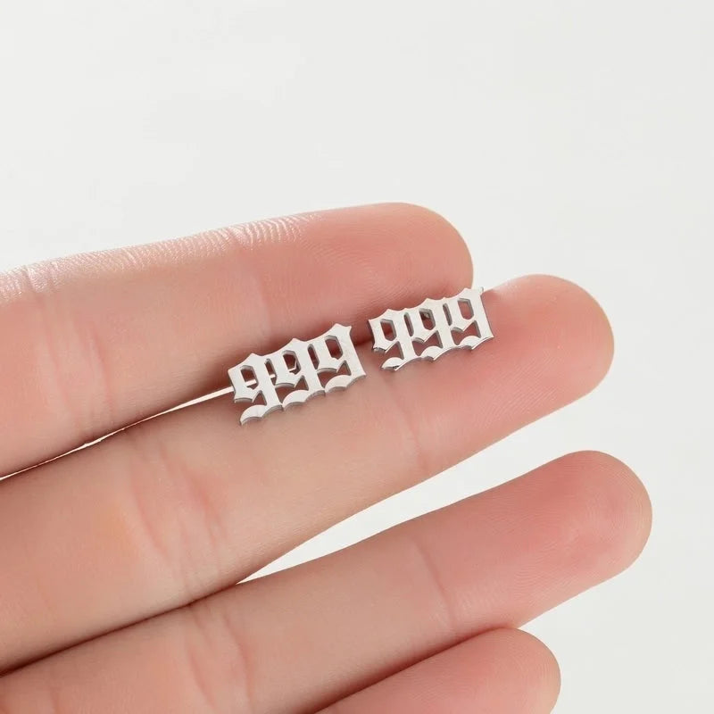 1 Pair Minimalist Number Plating Hollow Out 304 Stainless Steel 18K Gold Plated Ear Studs