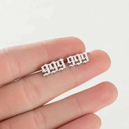 1 Pair Minimalist Number Plating Hollow Out 304 Stainless Steel 18K Gold Plated Ear Studs