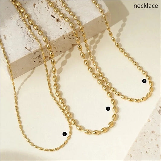 Minimalist Classic Style Oval 304 Stainless Steel 14K Gold Plated Polishing Plating Necklace