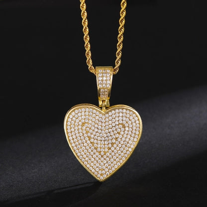Hip-Hop Minimalist Shiny Heart Shape 304 Stainless Steel Copper Zircon 18K Gold Plated Inlay Pendant Necklace