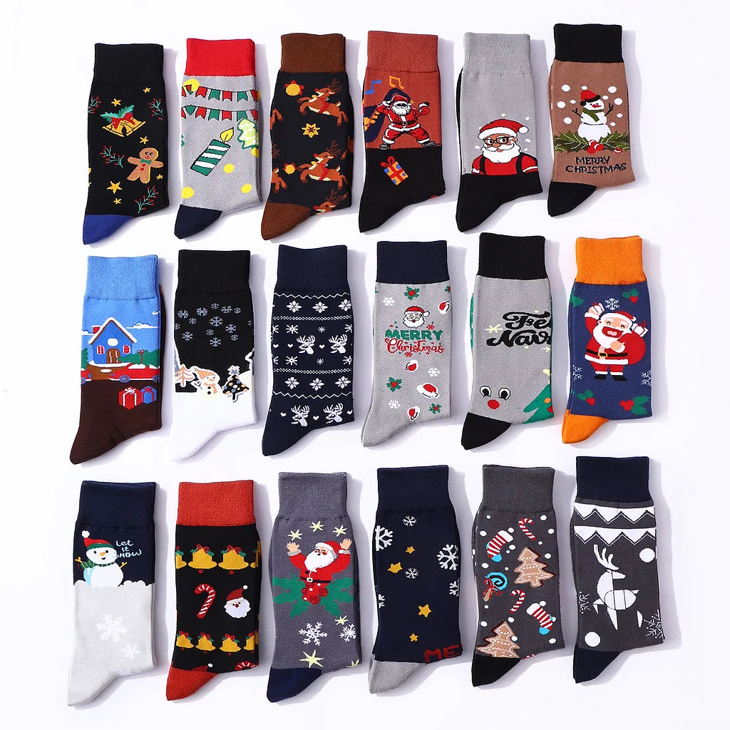 10 Pairs Haichin Christmas Mid-calf Socks For Men Trendy Brand Christmas Socks For Women Santa Claus Trendy Socks
