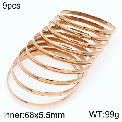 Minimalist Round Stainless Steel 18K Gold Plated Bangle In Bulk