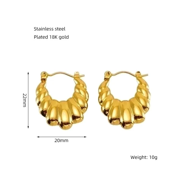 1 Pair Elegant Solid Color Plating Stainless Steel Titanium Steel 18K Gold Plated Earrings
