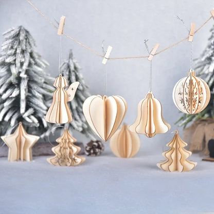 Christmas Minimalist Christmas Tree Angel Star Wood Party Hanging Ornaments