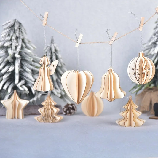 Christmas Minimalist Christmas Tree Angel Star Wood Party Hanging Ornaments
