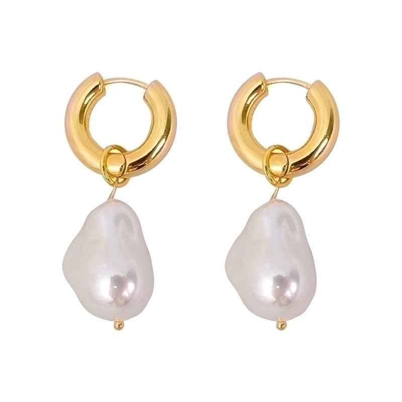 1 Pair Minimalist Irregular Copper Pearl Plating 18k Gold Plated Drop Earrings
