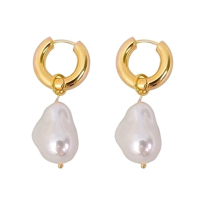 1 Pair Minimalist Irregular Copper Pearl Plating 18k Gold Plated Drop Earrings