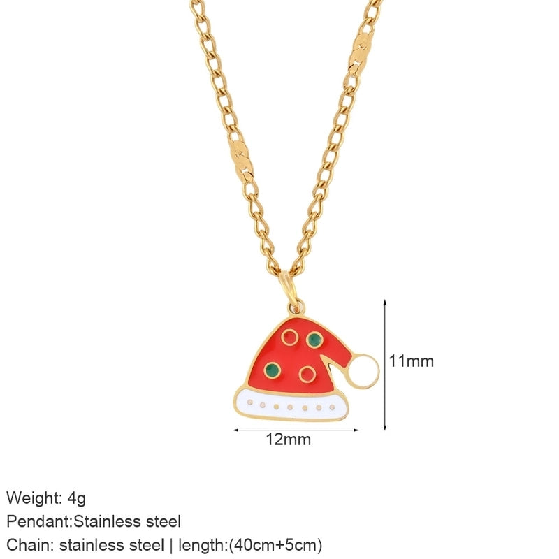 Nordic Style Classic Style Gingerbread Moon 316L Stainless Steel Plating Pendant Necklace
