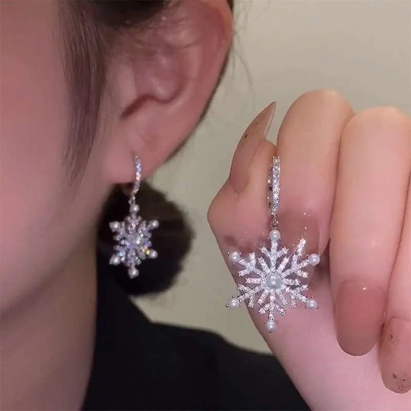 1 Pair Princess Cute Pastoral Snowflake Alloy Earrings