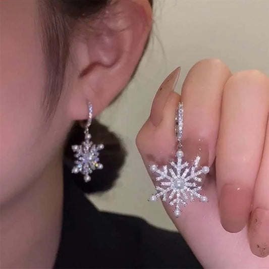 1 Pair Princess Cute Pastoral Snowflake Alloy Earrings