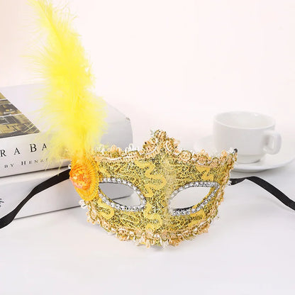 Venice Little Hat With Side Feather Mask Little Princess Beauty Mask Festival Party Stage Performance
