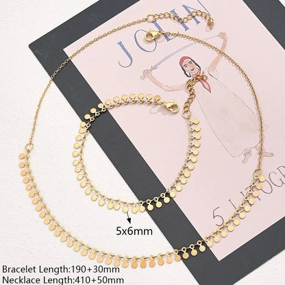 Casual Modern Style Minimalist Round Oval Simple 304 Stainless Steel 18K Gold Plated Handmade Polishing Plating Jewelry Set