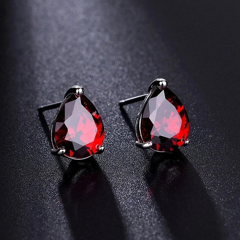 1 Pair Minimalist Water Droplets Inlay Copper Zircon White Gold Plated Ear Studs