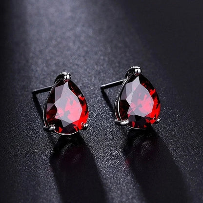 1 Pair Minimalist Water Droplets Inlay Copper Zircon White Gold Plated Ear Studs