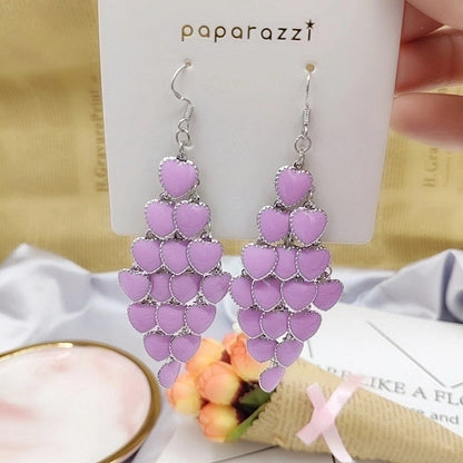 2 Pieces Elegant Star Tassel Heart Shape Inlay Alloy Artificial Pearls Rhinestones Glass Earrings