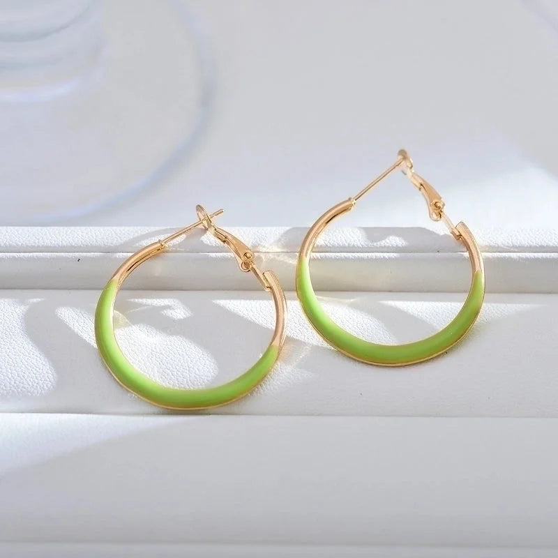 1 Pair Minimalist Color Block Enamel Copper Earrings