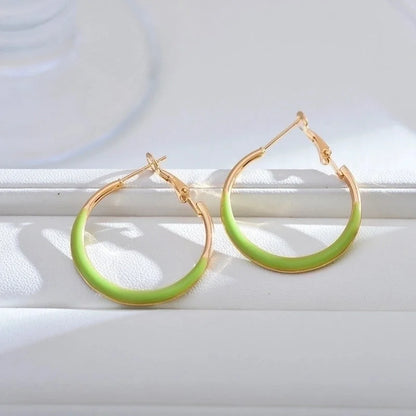 1 Pair Minimalist Color Block Enamel Copper Earrings