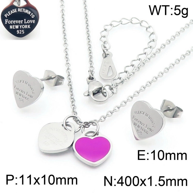 Minimalist Heart Shape 304 Stainless Steel 18K Gold Plated Jewelry Set