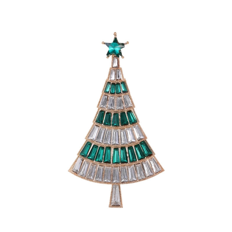 Cute Pin Christmas Tree Wreath Zinc Alloy Enamel Plating Inlay Rhinestones Unisex Brooches