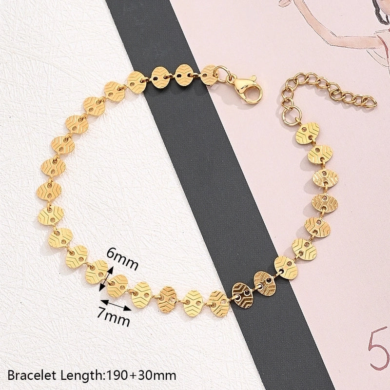 Casual Modern Style Minimalist Round Oval Simple 304 Stainless Steel 18K Gold Plated Handmade Polishing Plating Jewelry Set