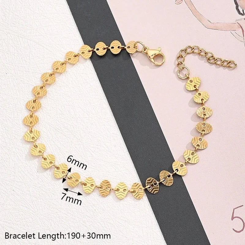 Casual Modern Style Minimalist Round Oval Simple 304 Stainless Steel 18K Gold Plated Handmade Polishing Plating Jewelry Set