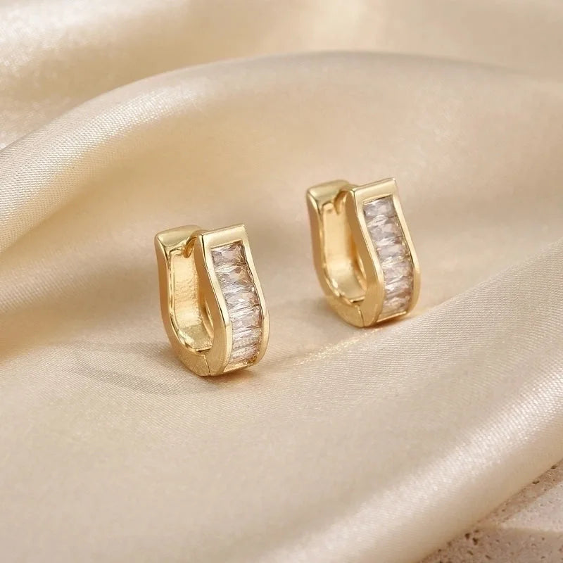 1 Pair Minimalist Streetwear Circle Plating Inlay Copper Zircon 18k Gold Plated Earrings