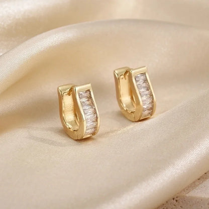 1 Pair Minimalist Streetwear Circle Plating Inlay Copper Zircon 18k Gold Plated Earrings