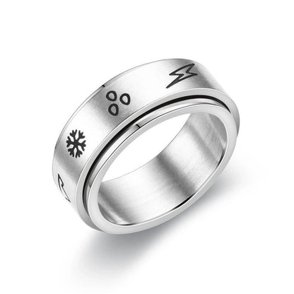 New Fashion Anti-anxiety Rotating Titanium Steel Decompression Couple Ring
