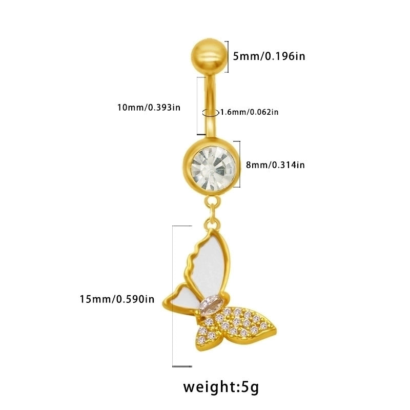 1 Piece Belly Rings Sexy Classic Style Star Heart Shape Butterfly 316L Stainless Steel Alloy Inlay Resin Rhinestones Glass Gold Plated