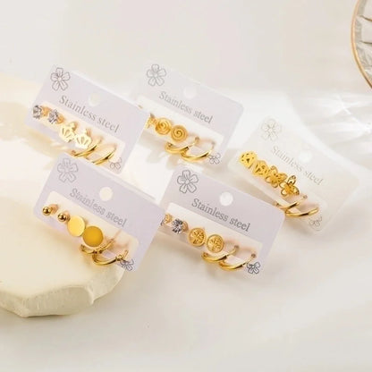 3 Pieces Set Vintage Style Modern Style Minimalist Butterfly Inlay 304 Stainless Steel Rhinestones Earrings Ear Studs