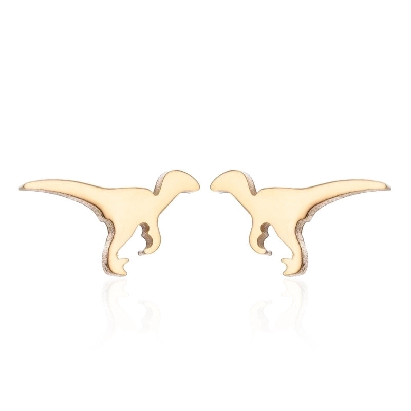 1 Pair Minimalist Dinosaur Plating 304 Stainless Steel 18K Gold Plated Ear Studs